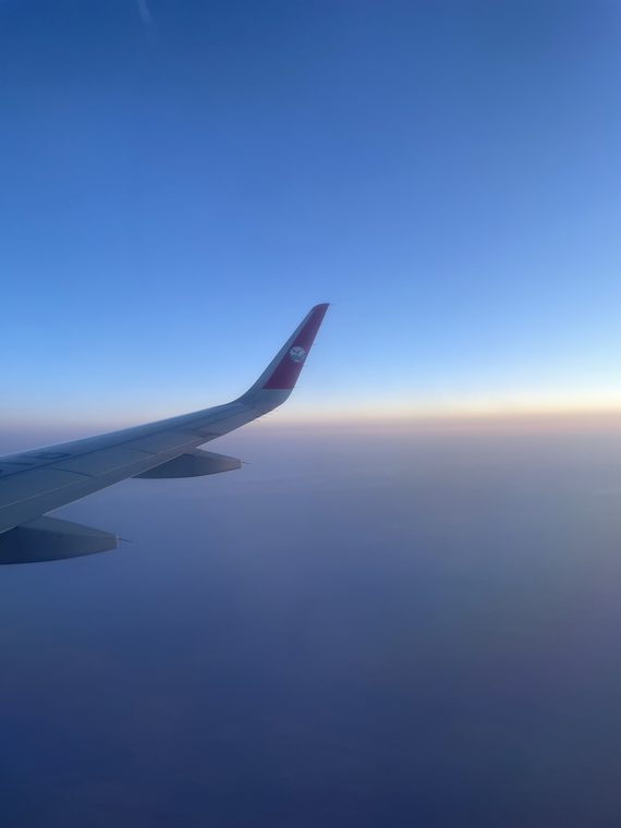 Courtside 23 / Airplane wing at blue hour