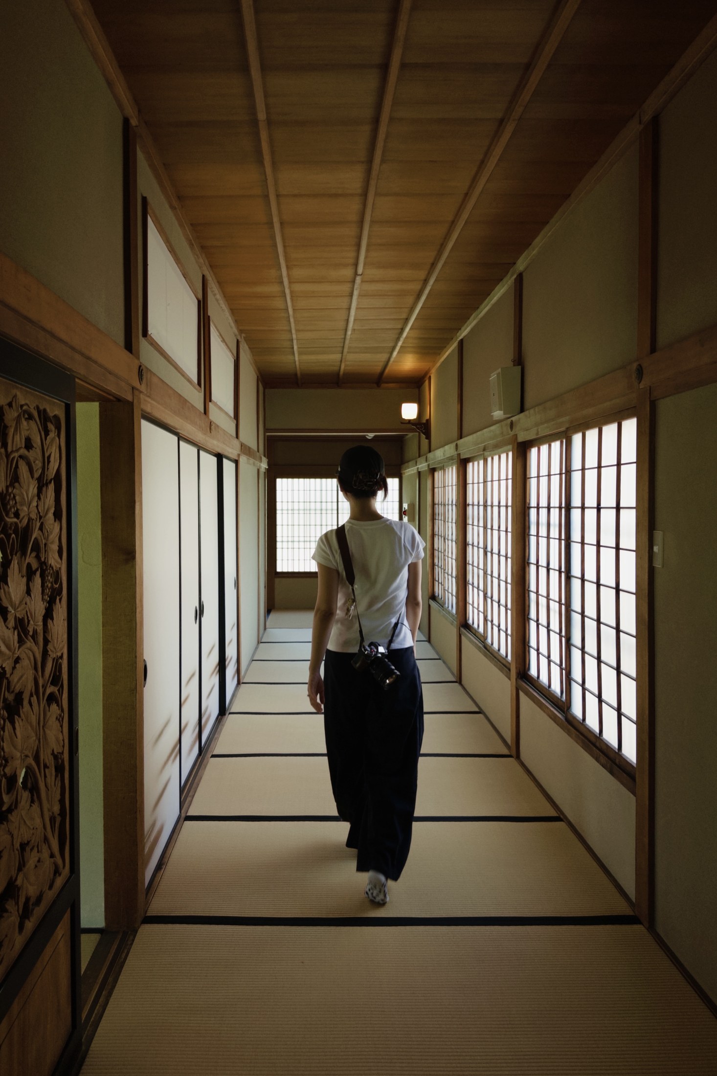 Walking through a quiet Japanese interior